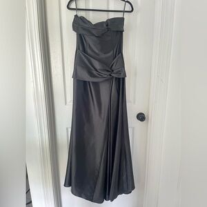 Vintage Jessica McClintock Black Satin Strapless Gown Dress